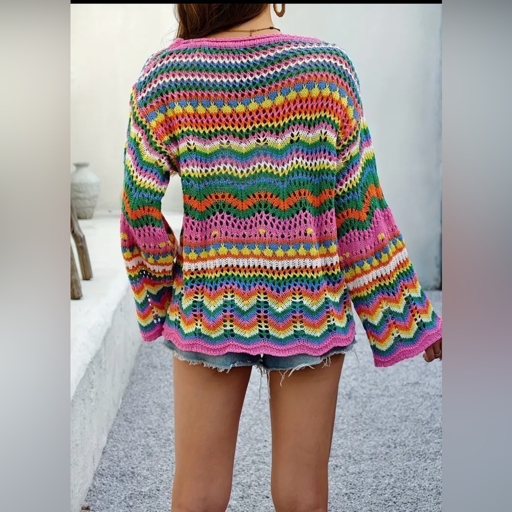 NWOT Boho Crochet Multi-Color Sweaters - Picture 4 of 5